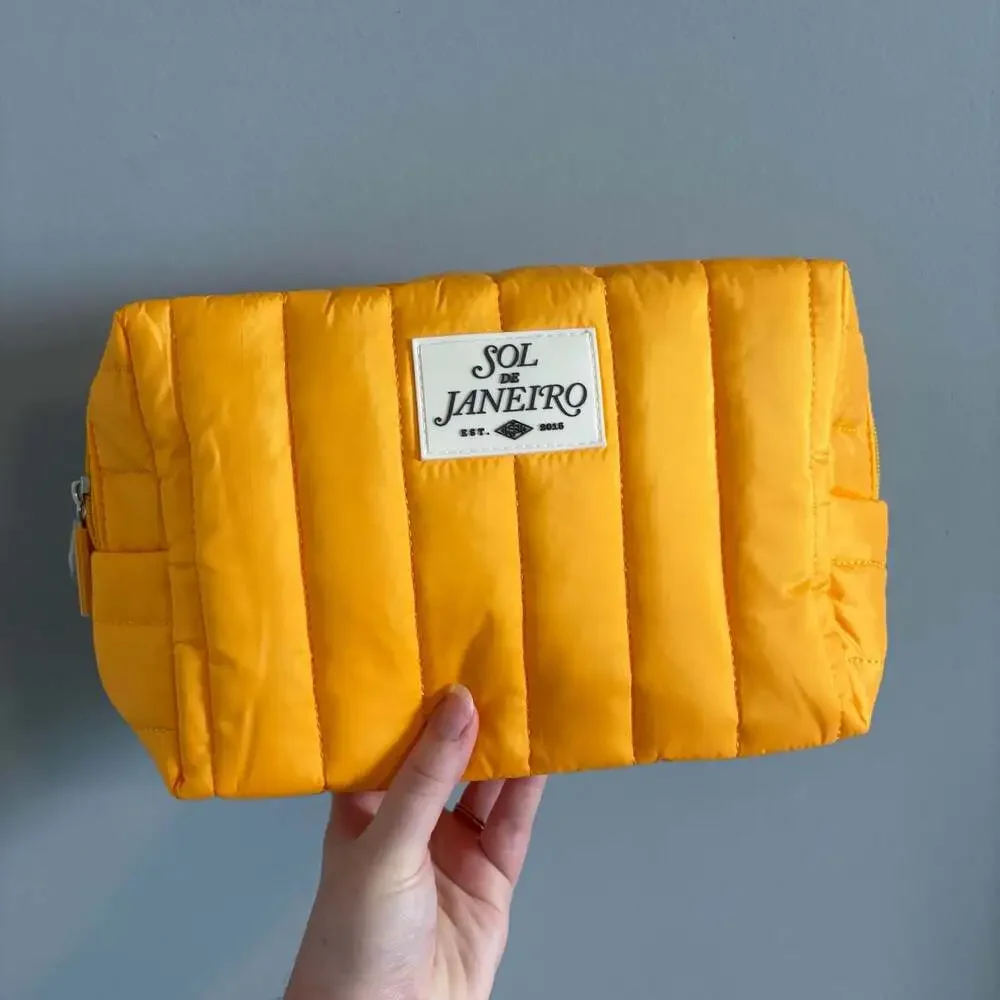 Sol de Janeiro Quilted Yellow Cosmetic Makeup Travel Bag